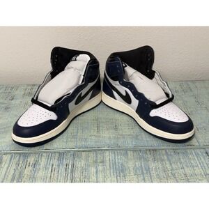 Nike Air Jordan 1 High OG Youth Size 5Y Basketball Shoes Midnight Navy/Black Whi